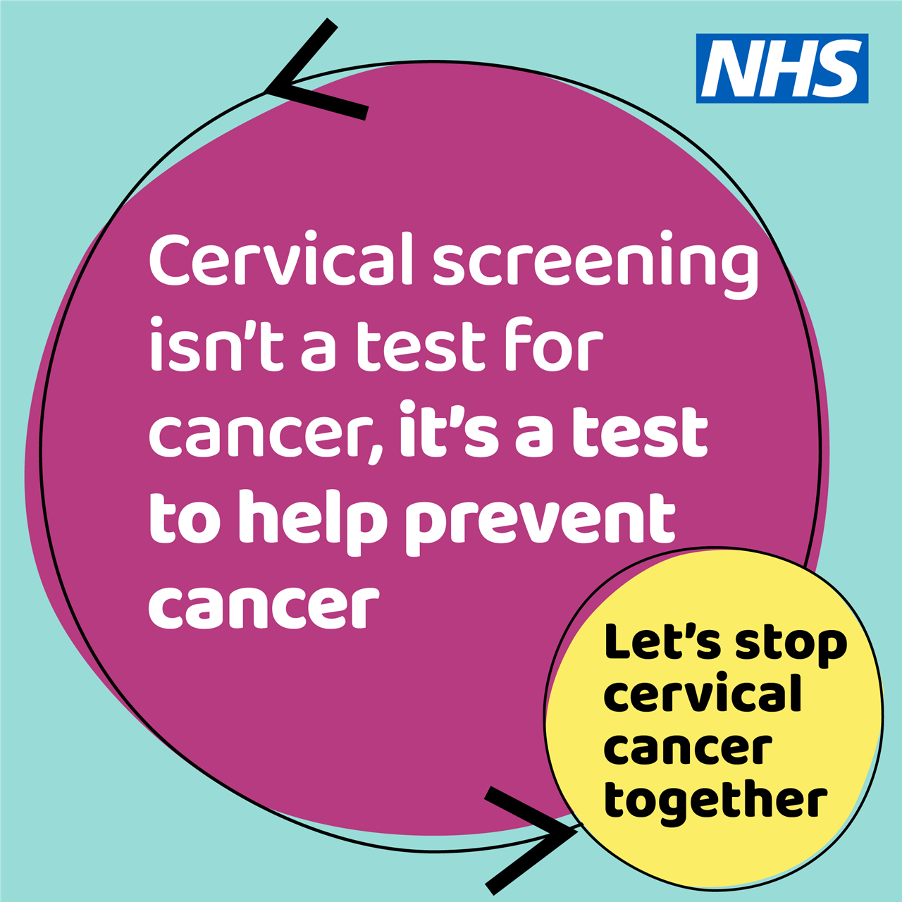 Cervical screening isn't a test for cancer, it's a test to help prevent cancer. Let's stop cervical cancer together. 
